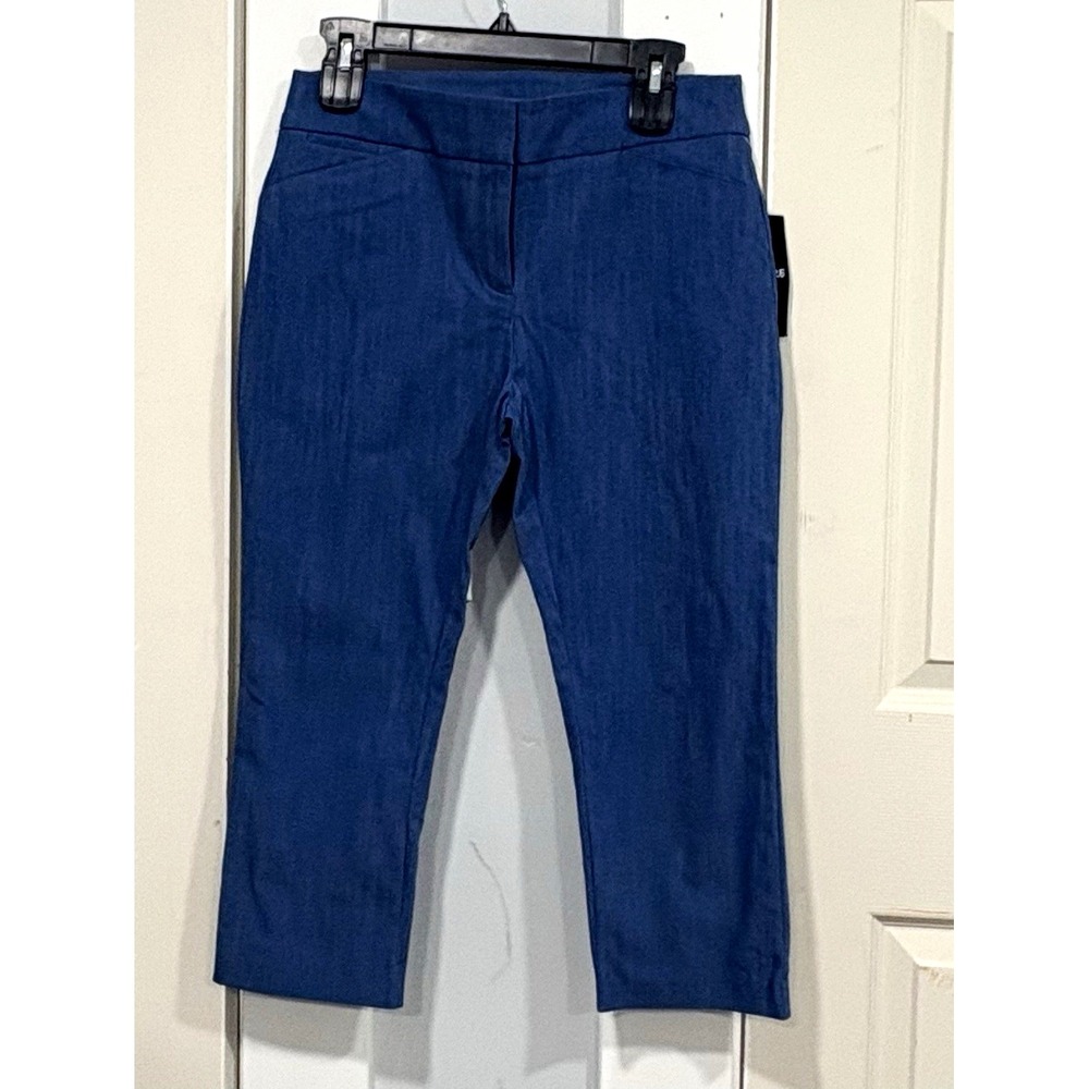 Attyre New York Women's Blue Stretch Cropped Career Pants Size 6 NWT